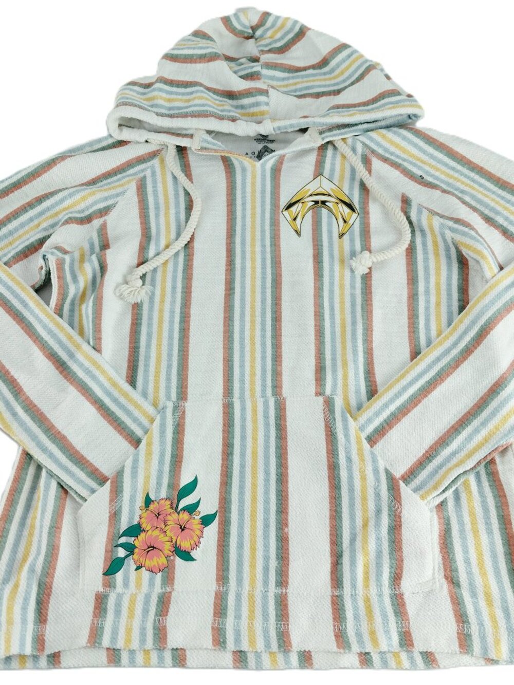 Aquaman Lost Kingdom Pullover Poncho Hoodie Men's Size Small Striped Warner Bros